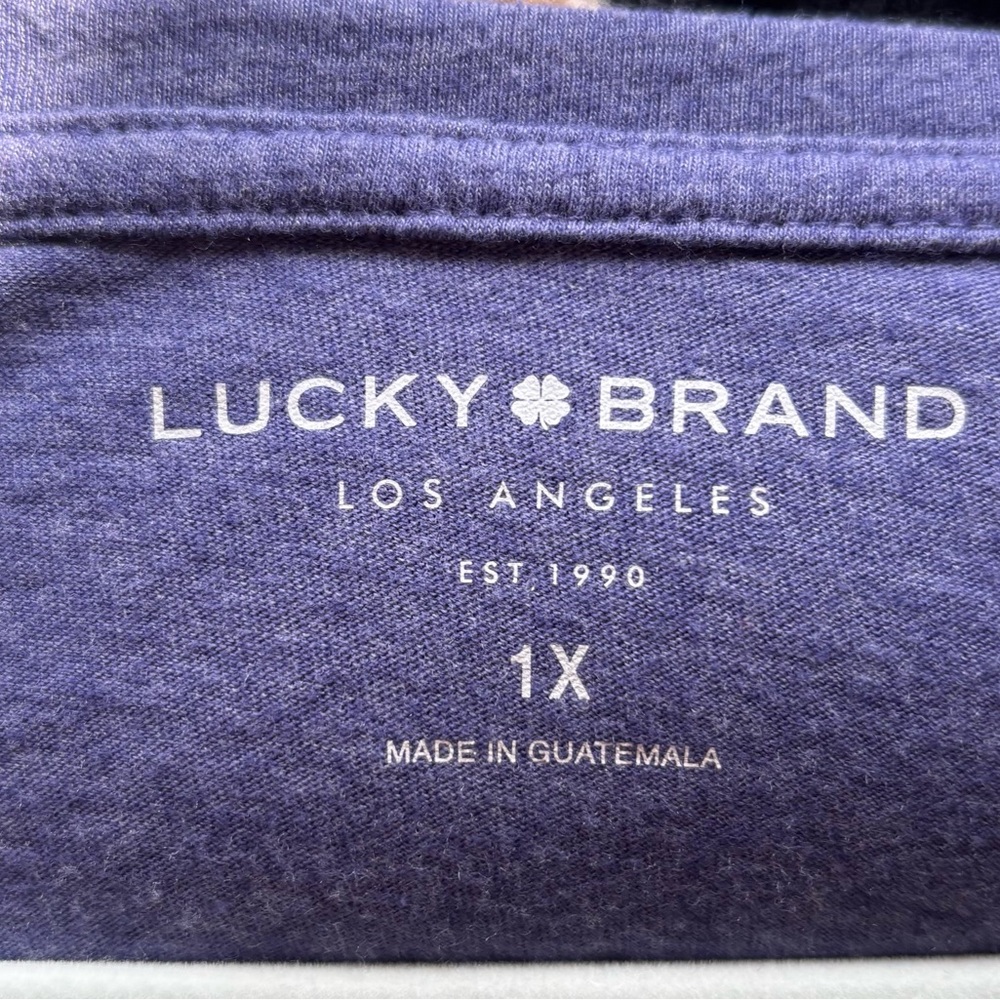 🦋 Lucky Brand Heather Blue Butterfly Short Sleeve Tee - 1X - Picture 4 of 4